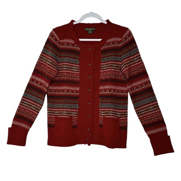 Eddie Bauer Sweaters - Vintage Eddie Bauer Sweater Top Women Large Red Knit Long Sleeve Grandmacore Y2K